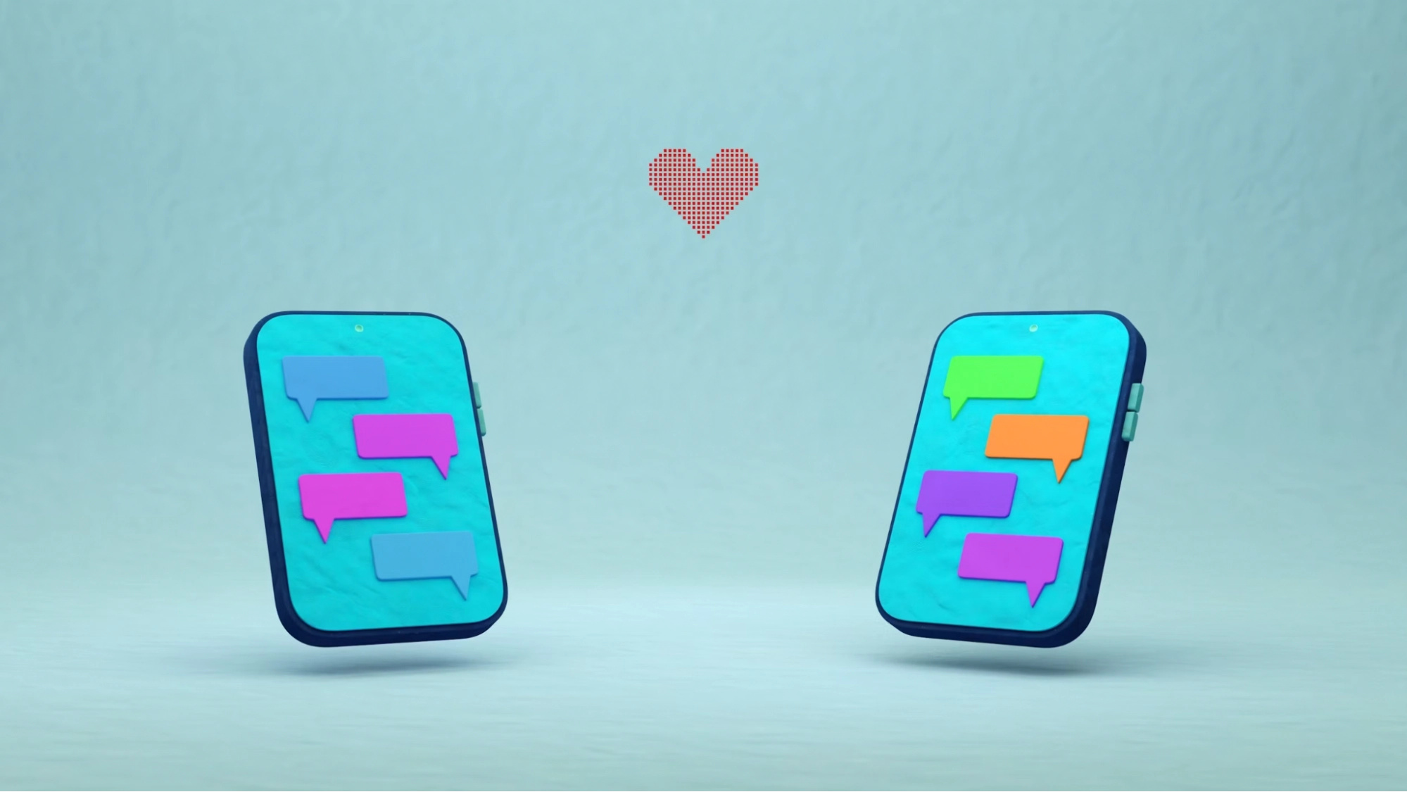 3D rendering of two phones chatting
