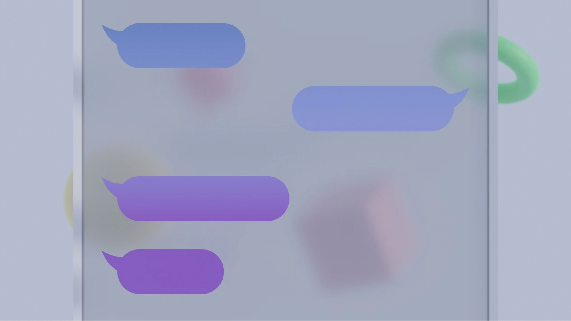 abstract messaging interface with purple text bubbles
